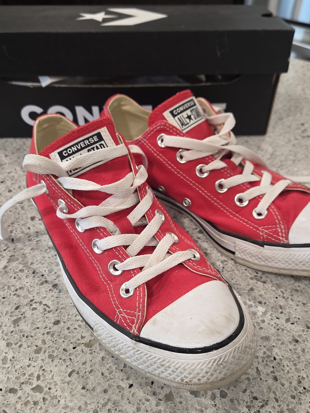 Converse Red Canvas Low Top Sneakers with White Trim